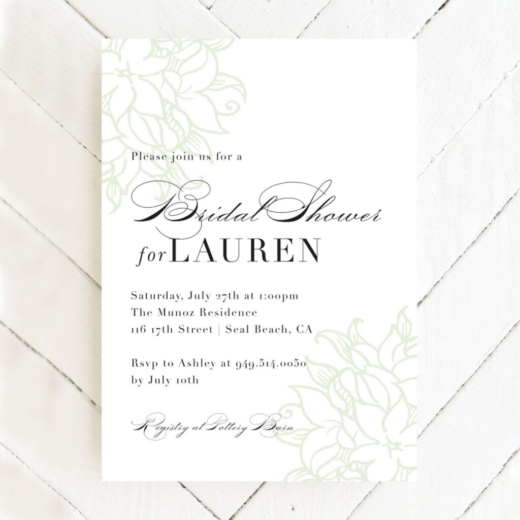 Bouquet Watermark Bridal Shower Invitations